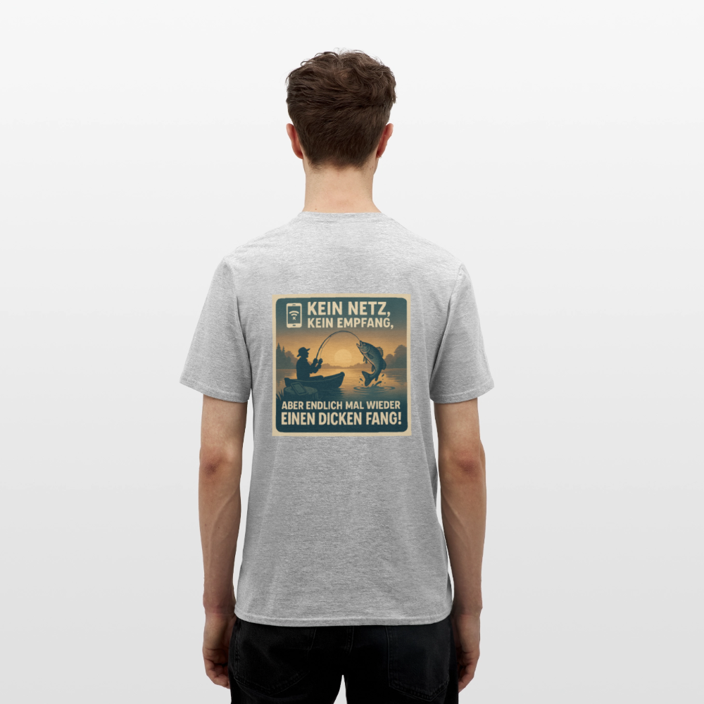 Herren T-Shirt "Dicken Fang" – Lustiges Angler-Shirt – Geschenk für Fischer & Outdoor-Fans - Grau meliert