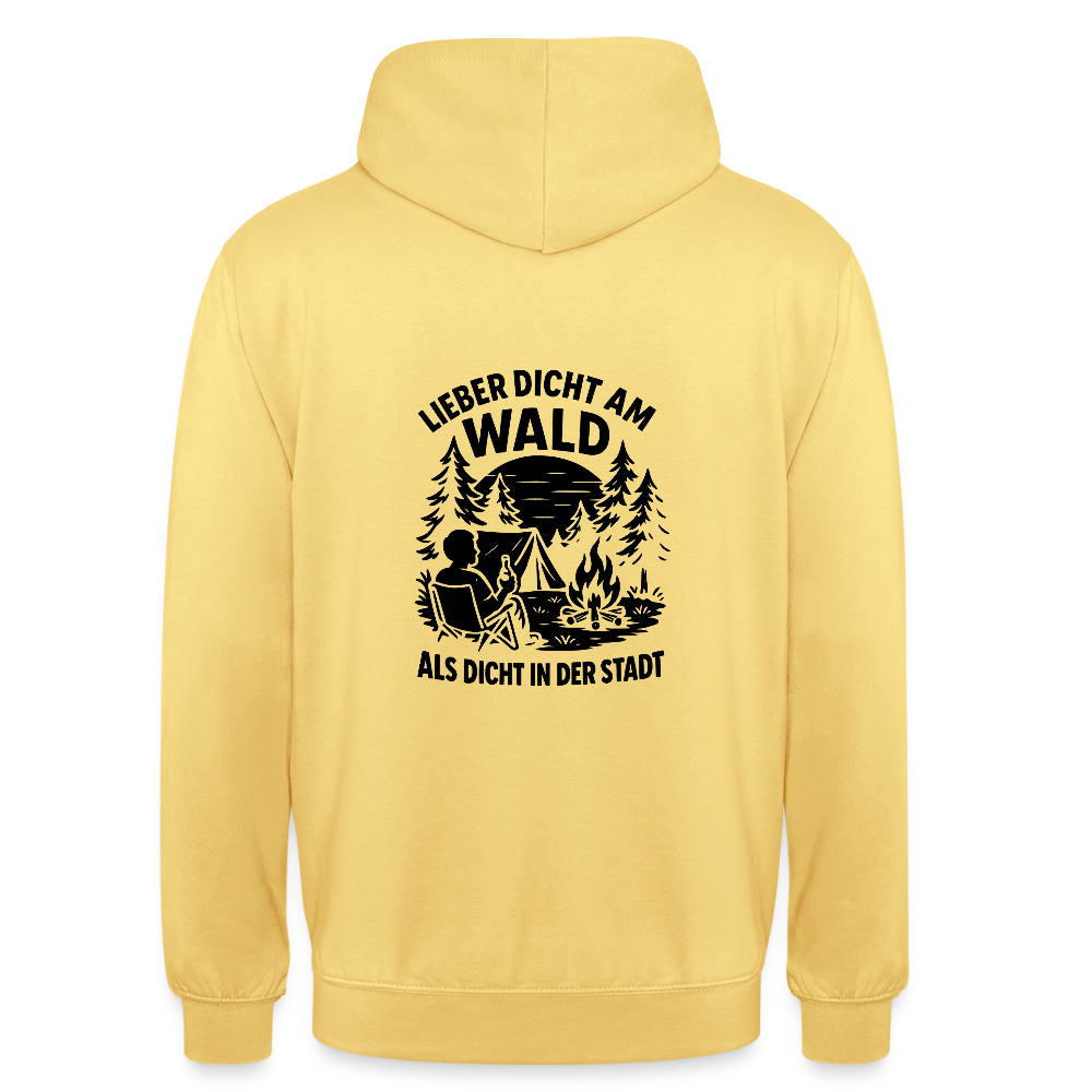 Lieber dicht am Wald" Hoodie – Unisex Kapuzenpullover für Naturfreunde & Outdoor-Fans (S–4XL) - Zitronengelb