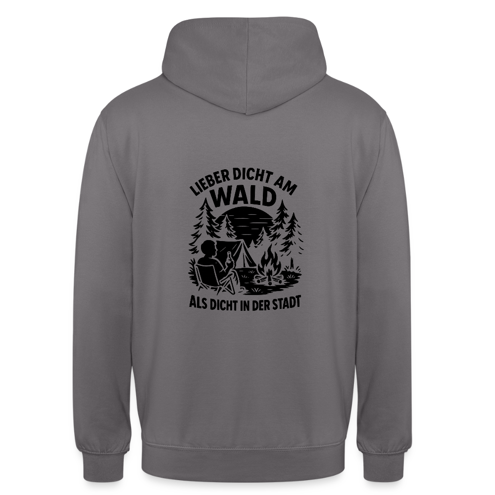 Lieber dicht am Wald" Hoodie – Unisex Kapuzenpullover für Naturfreunde & Outdoor-Fans (S–4XL) - Mittelgrau