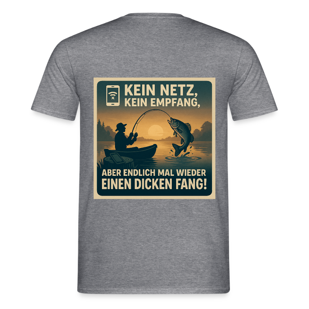 Herren T-Shirt "Dicken Fang" – Lustiges Angler-Shirt – Geschenk für Fischer & Outdoor-Fans - Graphit meliert