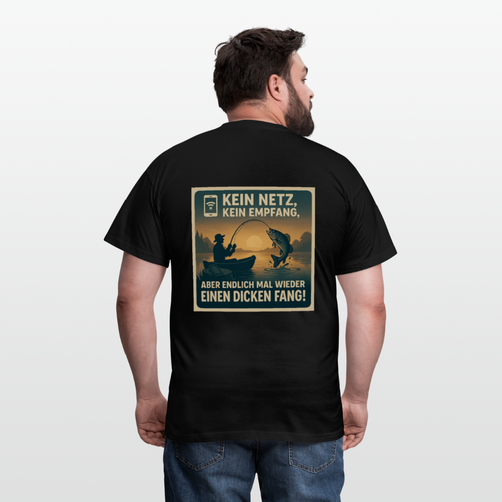 Herren T-Shirt "Dicken Fang" – Lustiges Angler-Shirt – Geschenk für Fischer & Outdoor-Fans - Schwarz