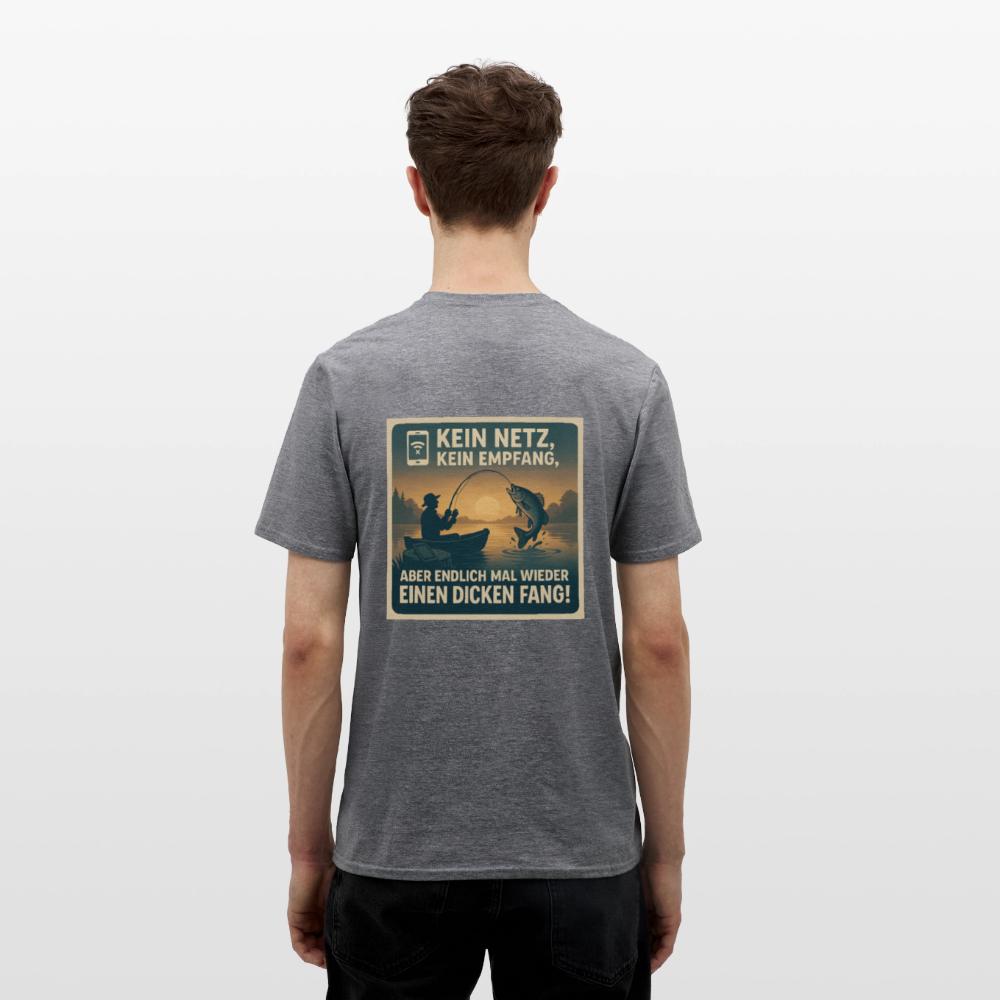 Herren T-Shirt "Dicken Fang" – Lustiges Angler-Shirt – Geschenk für Fischer & Outdoor-Fans - Graphit meliert