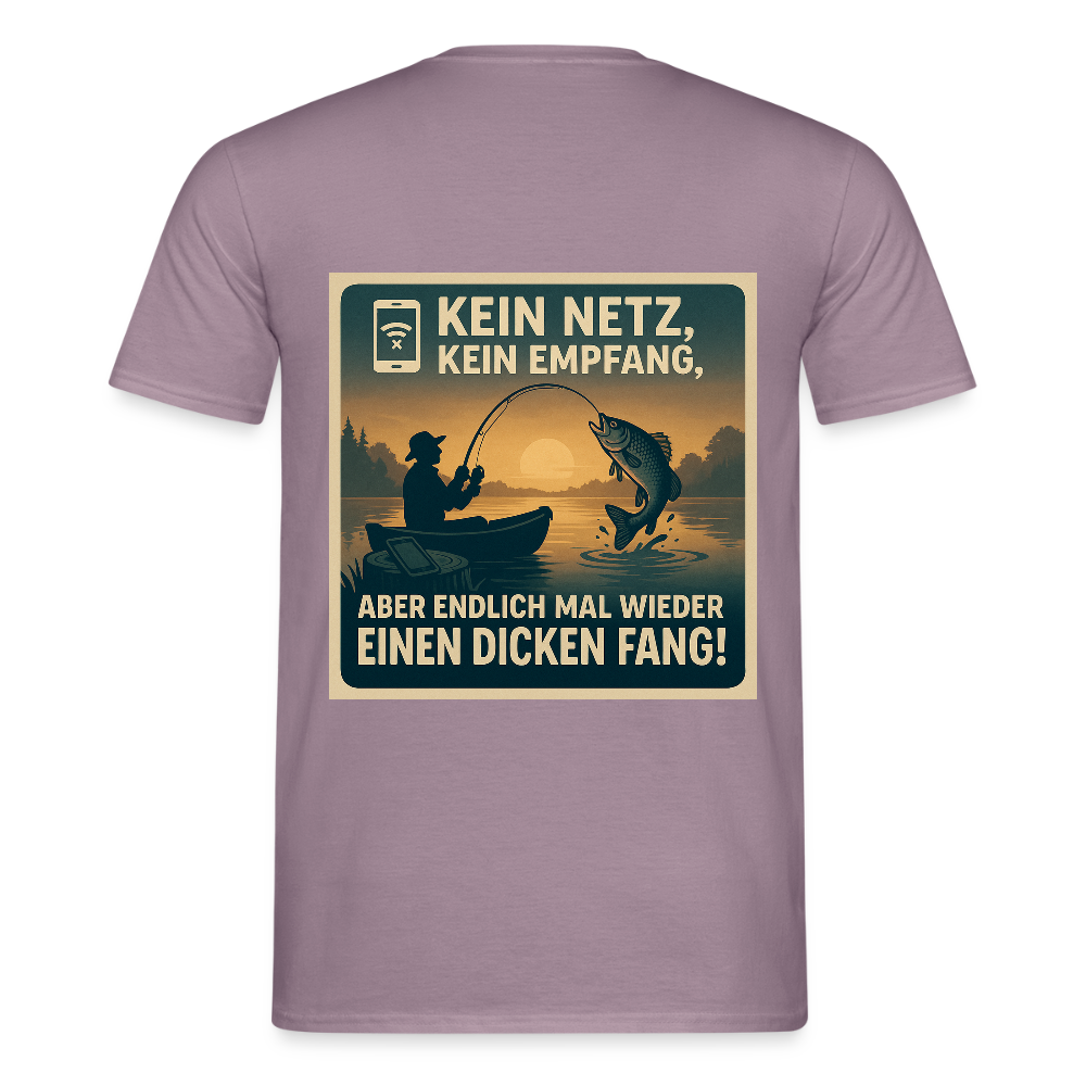 Herren T-Shirt "Dicken Fang" – Lustiges Angler-Shirt – Geschenk für Fischer & Outdoor-Fans - Lilagrau
