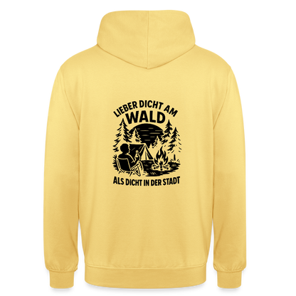 Lieber dicht am Wald" Hoodie – Unisex Kapuzenpullover für Naturfreunde & Outdoor-Fans (S–4XL) - Zitronengelb