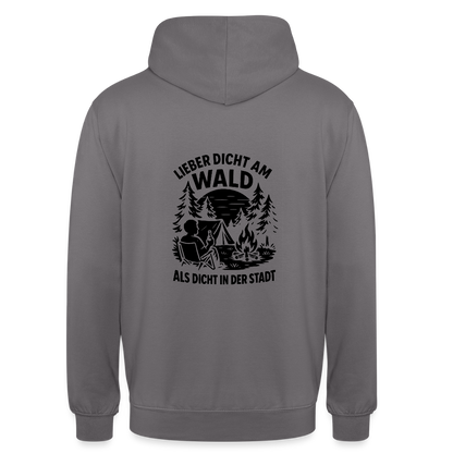 Lieber dicht am Wald" Hoodie – Unisex Kapuzenpullover für Naturfreunde & Outdoor-Fans (S–4XL) - Mittelgrau