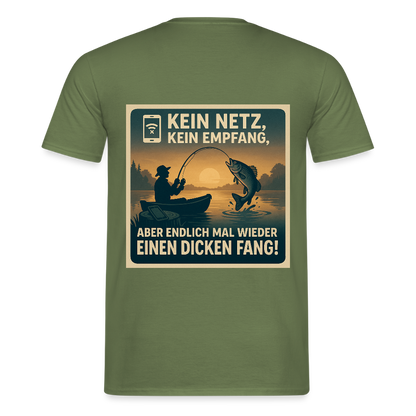 Herren T-Shirt "Dicken Fang" – Lustiges Angler-Shirt – Geschenk für Fischer & Outdoor-Fans - Militärgrün