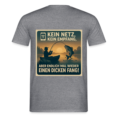 Herren T-Shirt "Dicken Fang" – Lustiges Angler-Shirt – Geschenk für Fischer & Outdoor-Fans - Graphit meliert