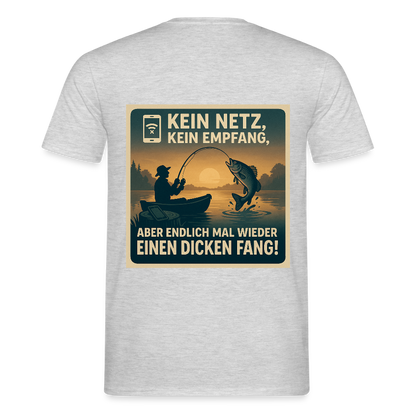 Herren T-Shirt "Dicken Fang" – Lustiges Angler-Shirt – Geschenk für Fischer & Outdoor-Fans - Grau meliert