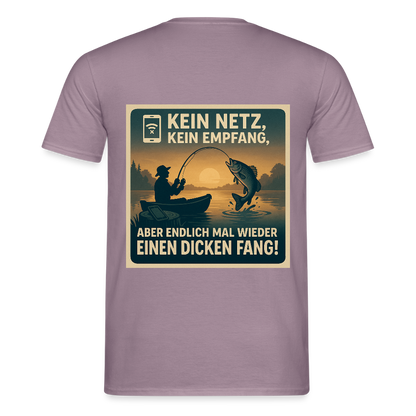 Herren T-Shirt "Dicken Fang" – Lustiges Angler-Shirt – Geschenk für Fischer & Outdoor-Fans - Lilagrau 