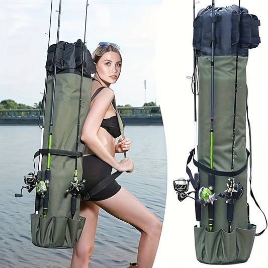 Angeltasche Grün – Große faltbare Ruten-Tasche aus Polyester – Robuste Angeltasche für Ruten & Zubehör