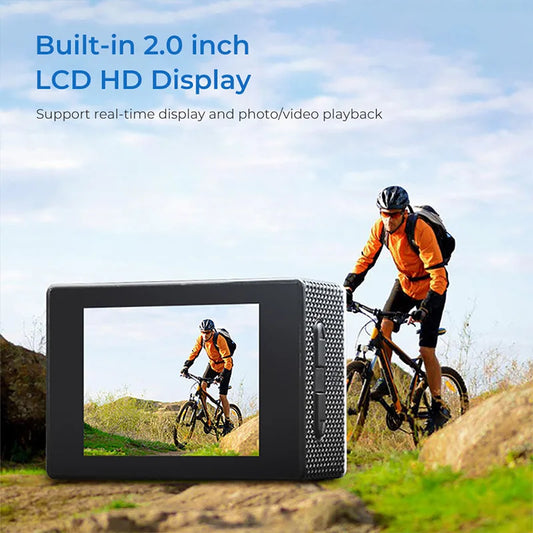 4K Ultra HD Action Kamera – Wasserdicht mit Unterwassergehäuse – 2" Display, 900 mAh Akku – Helm- & Sportkamera – SD-Slot, 3MP